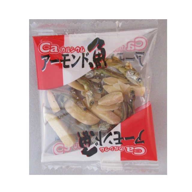 Popular and healthy delicious unsalted dry fish snack with Almond