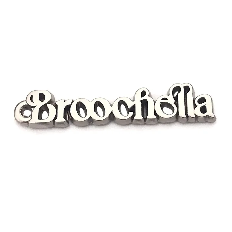 Excellent Quality Custom Letter Shape Metal Clothing Label Sewing Engraved Zinc Alloy Plating Tags