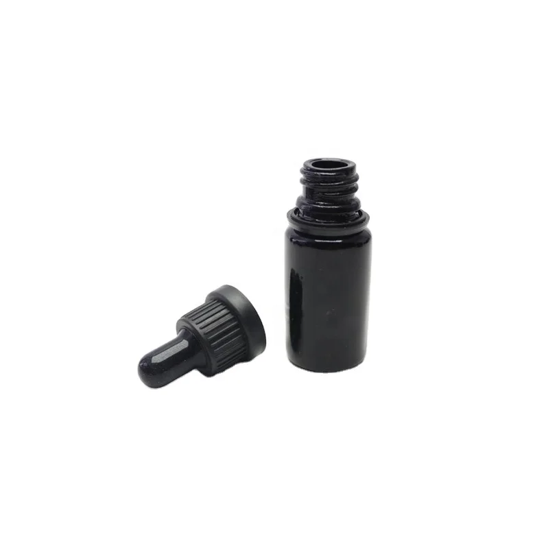 Ultra Violet Glass Bottle 10 Ml 15 Ml 30 Ml 50 Ml 100 Ml Black Glass Cosmetic Bottle With Beak Pump Serum Pump Glass Bottle