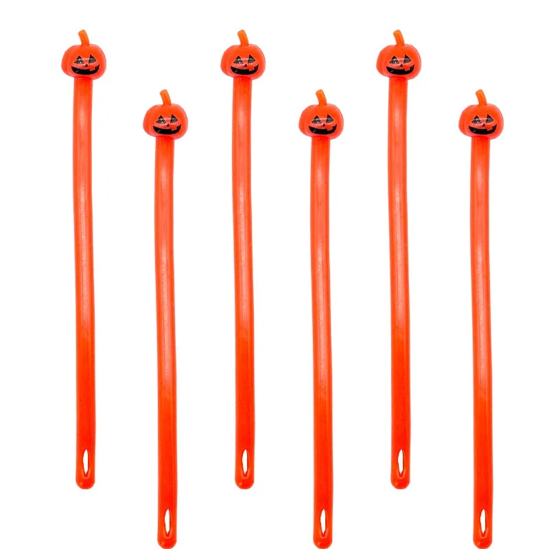 Hot Halloween Fun Tpr Pumpkin Elastic Rope Noodles Stress Relief Sensory Toys Halloween Gift Squeeze String Fidget Toys for Kids