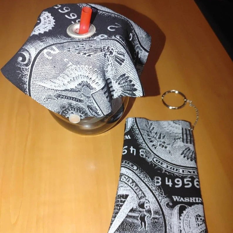 Custom Drink Spiking Prevention Luxury Beads Drink Guard Scrunchies And Drink Cover Set For Ladies Outdoor Bar Party