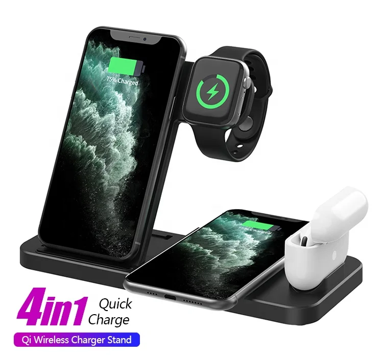 SUNLINE 4 in 1 multifunction wireless charger stand quick changer Type C with Holder Machine Magnet Charger for Smart Watch