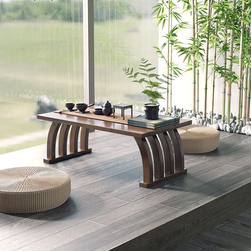 Custom  Japanese Tea Table Tatami Table  arc-shaped  Bamboo Bay Window  Coffee Table
