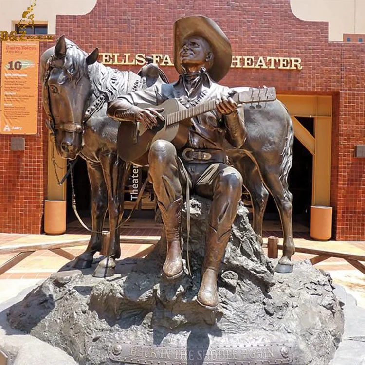 Украшение домашнего парка Античная бронзовая статуя ковбоя в натуральную