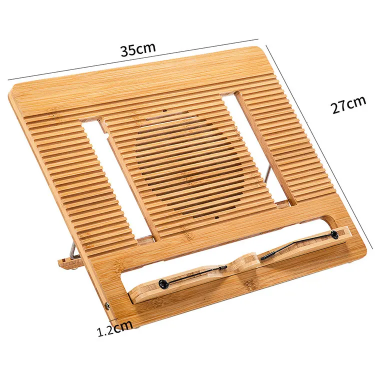 Portable reading rest tablet stand adjustable foldable bamboo book stand recipe cookbook holder