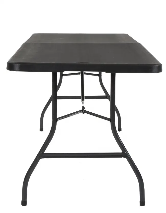 180cm Black Color HDPE Rectangular Center Foldable Party Plastic Folding Tables Wholesale