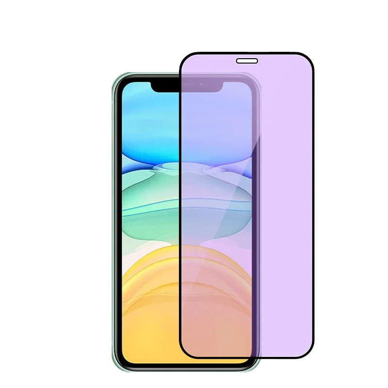 Anti-Blue Ray Curved Tempered Glass 9H Tempered Glass Purple Color Anti-Blue Ray Screen Protector For iPhone 12