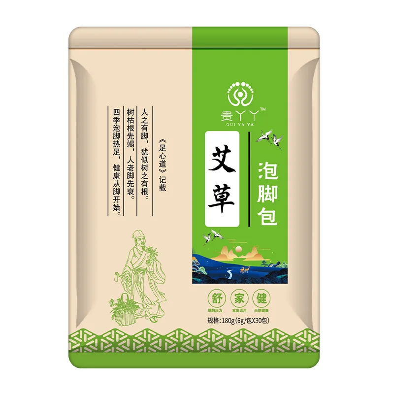 
6 kinds of taste OEM Medicinal Bath Powder Wormwood Foot Bath Powder, 180g/ bag 