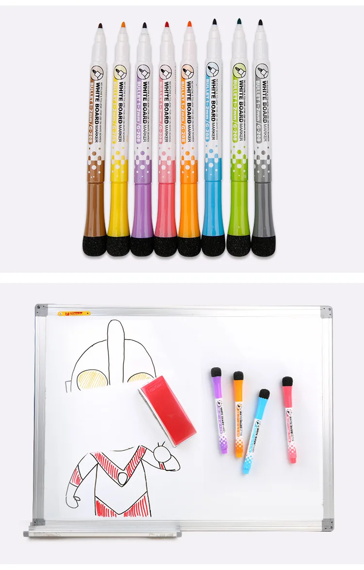 Magnetic Easy Erasable Dry Erase Markers Pen with Eraser Promotional Whiteboard Marker Can Customized Logo