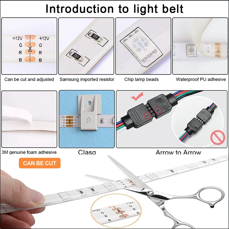 Super Bright 5m 16.4ft 10m 32.8ft 5050 Intelligent Music Led Strip Light Wifi Dream 5050 Rgb Multicolor Led  Lights