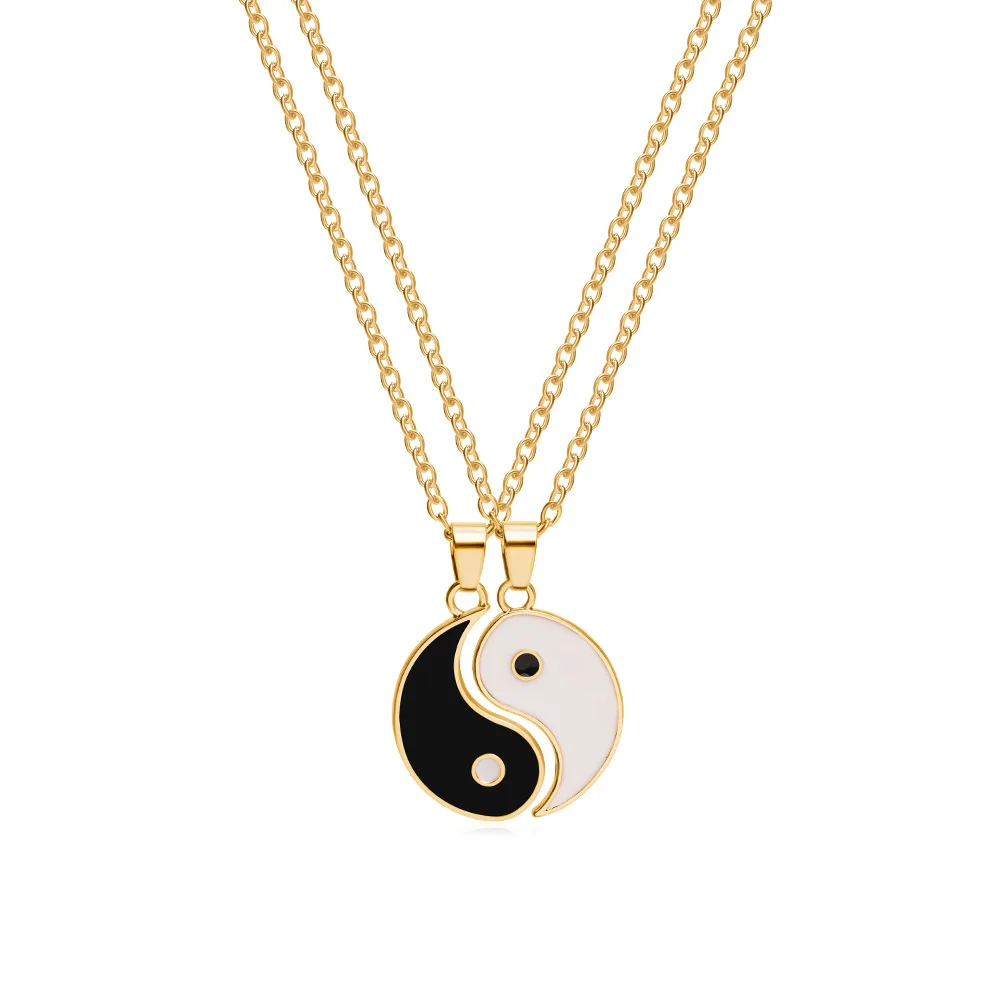 Simple and Elegant Tai Chi Yin Yang Fish Good Friend Necklace Chinese Traditional Culture Necklace