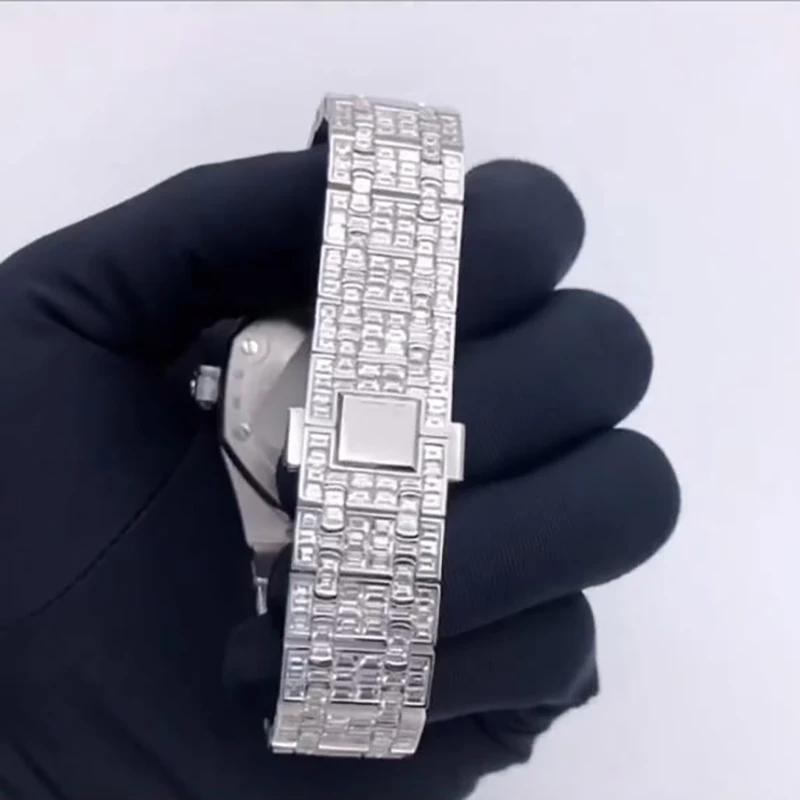 Механические часы VVS Moissanite Алмазный тестер багет 925 посеребренное золото роскошные ювелирные