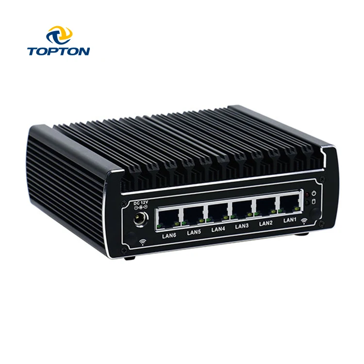 Промышленный мини-ПК TOPTON без вентилятора 6 * RJ45 LAN Cele 3855U Core i3 i5 брандмауэр ПК Pfsense маршрутизатор мини-компьютер