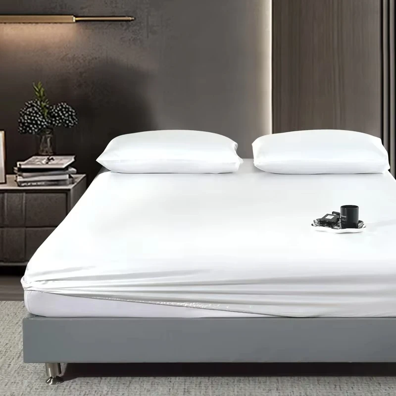 Luxury Pure Silk Fitted Sheet Queen King Sheet Seamless 22 Momme Bed Cover For Women Home Textile