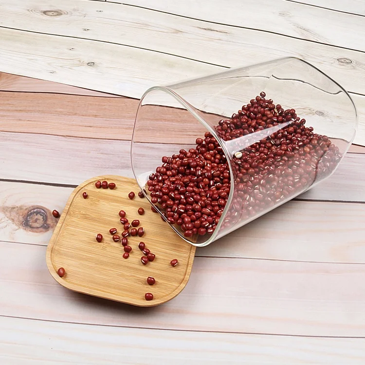 
Glass Kitchen Canisters Clear Glass Food Storage Jar With Airtight Bamboo Lids 