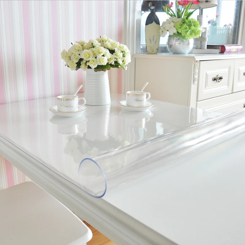 Clear PVC Soft Glass Transparent Plastic Waterproof  Tablecloth Roll