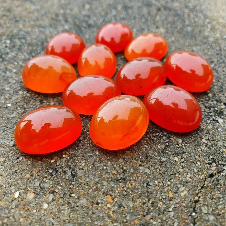 Natural Calibrated Oval Shape Plain Orange Fanta Garnet Gemstone Loose Cabochon