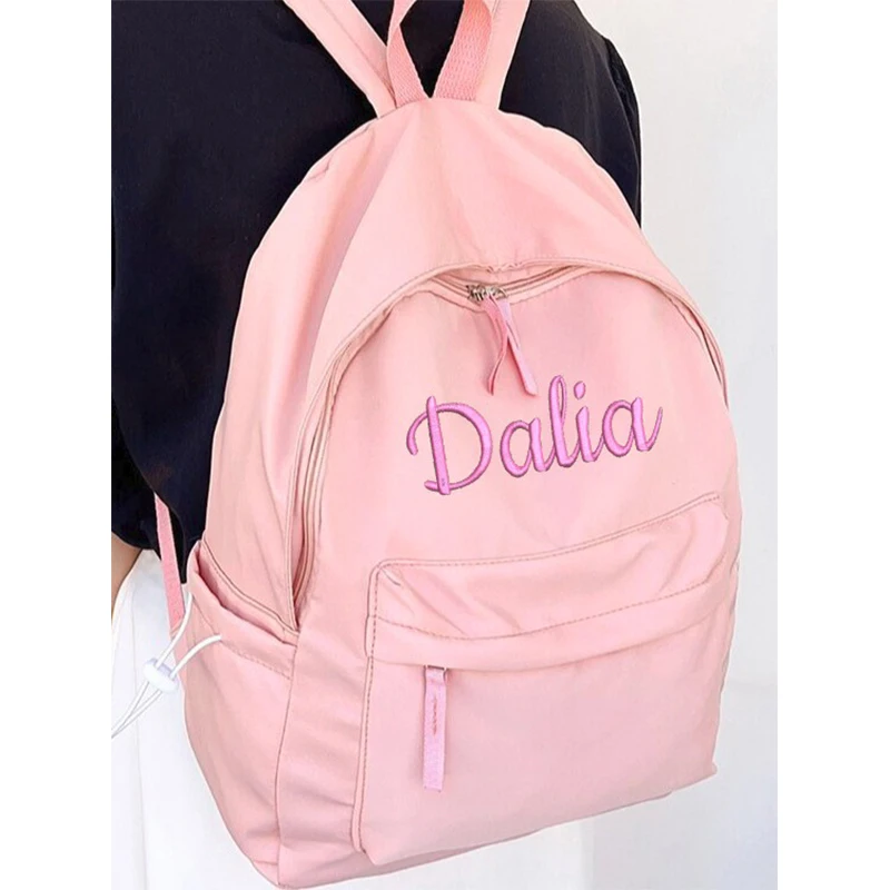Personalized Monogramm Blank Plain Pink Backpack College Preppy School Bag Casual Women Teenager Girl Student Backpack