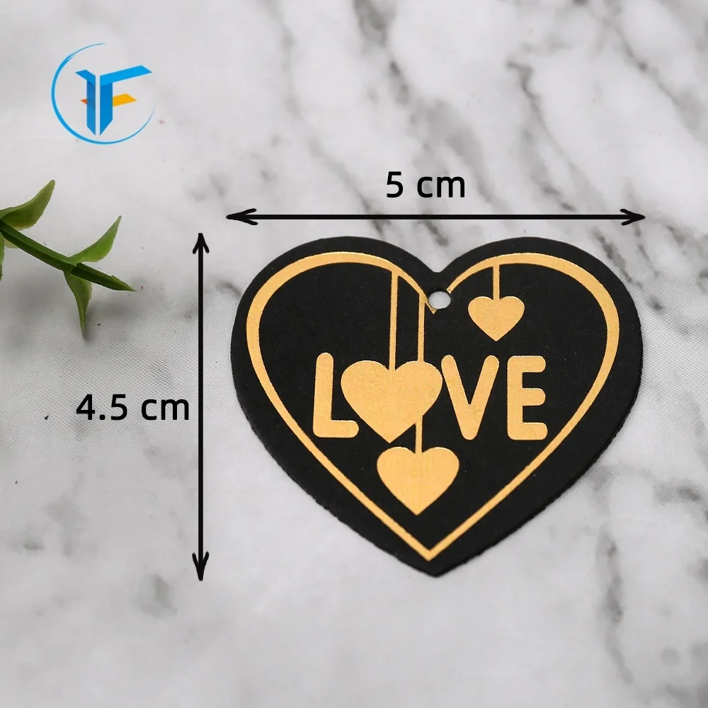 Customized high-end clothing tag love gold foil color printing