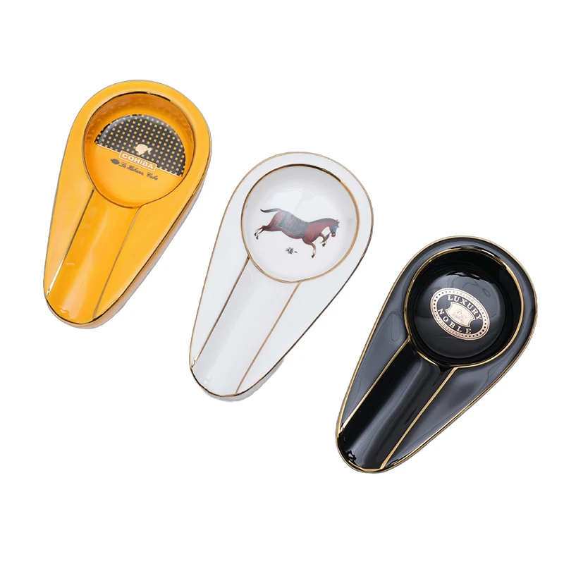 Luxury Single Diameter Ceramic Cigar Ashtray New Europe Design Portable Outdoor Smoking Accessories