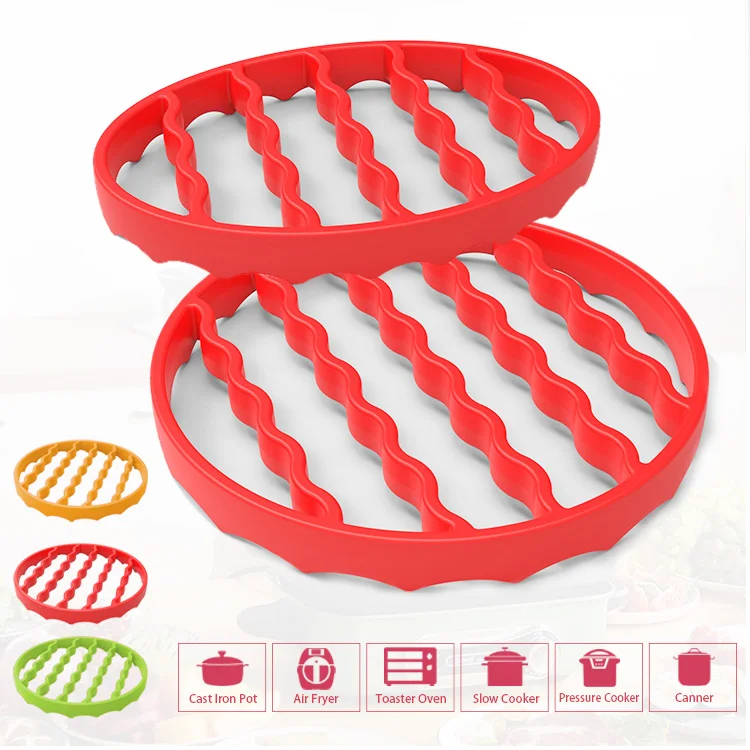 2 Pack Steaming Roasting Accessories Compatible Silicone Roasting Rack Round & Oval Roaster Racks For Coking Meat