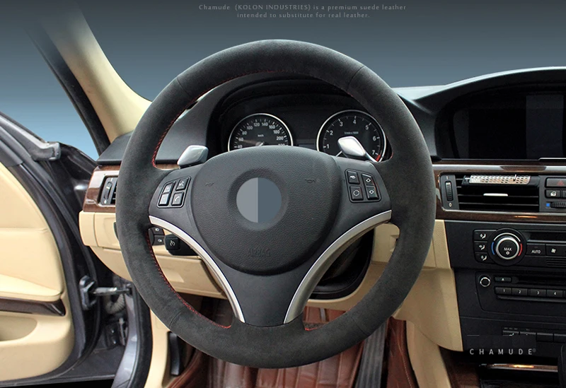 Оптовая продажа прошитая вручную замшевая Автомобильная оплетка рулевого колеса APPDEE для BMW E90 325i 330i 335i (без барабанных комплектов) новый материал