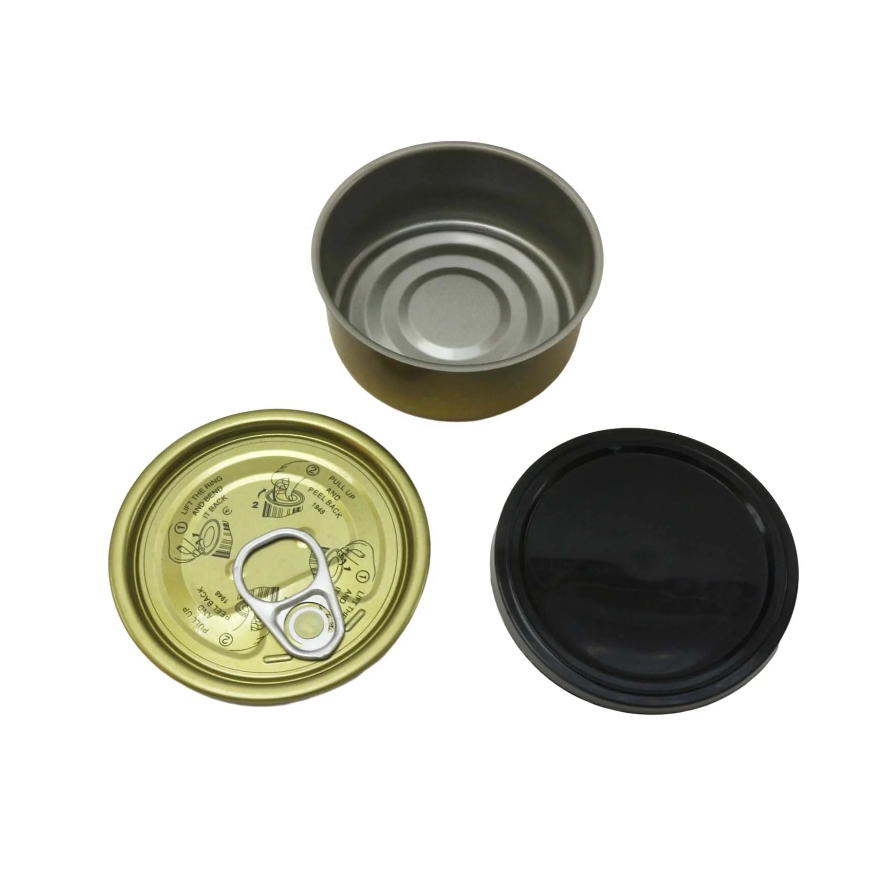 High-capacity 83*46mm food tin cans for food canning packaging with clear plastic lid MC-078C