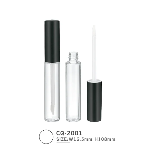 Round Lip Glaze Tube 10ml Custom logo Black Plastic Popular Wholesale Laura Mercier Lip GlossClear