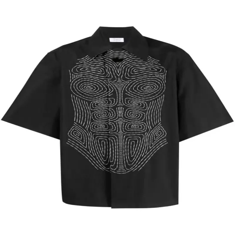 OEM Customized printed Short Sleeve Shirt for Men Casual cotton poplin Summer Shirt for man