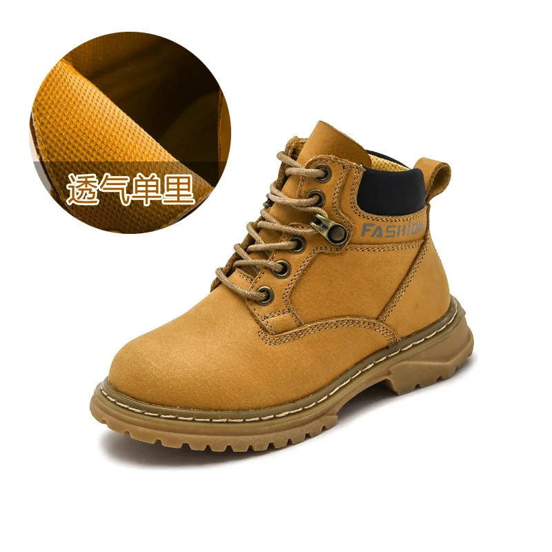 2021 Fashion Korean Genuine Leather Soft Comfortable Kids Shoes Children Autumn Winter Fur Boots for Boy Girl