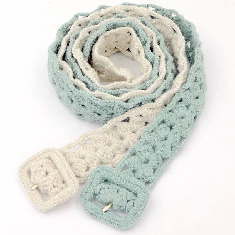 Custom Design Fashion  Knitted Crochet Women belt Braided Belt for Dress crocheted belt