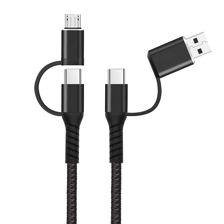 Data Cable Charge 1M Nylon Braided Android Muliti Functional 4 in1 USB Cable MICRO USB C TO USB C TYPE Cable