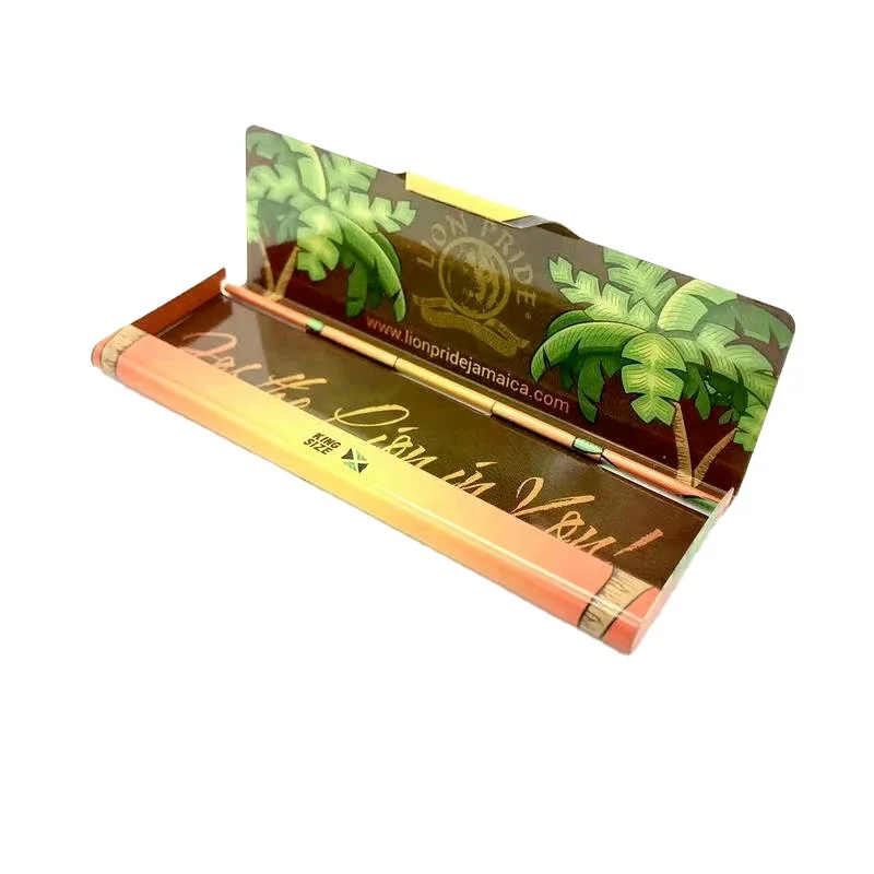 Smoking Rolling Paper Tinplate Recyclable Metal Case Custom Artwork Tobacco Cigarette Tin Container Packaging