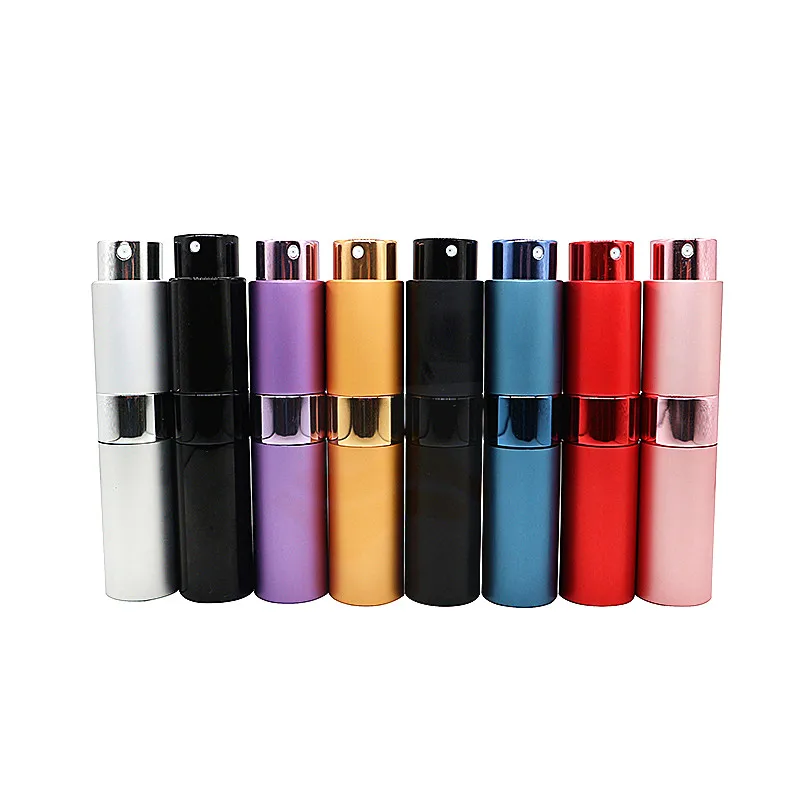 Round 10ml 15ml Twist Up Metal Spray 8ml Aluminium Portable Refillable Perfume Atomizer  Bottle