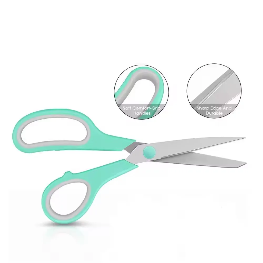 8 Inch Multicolor Stainless Steel Multipurpose Student & Office Scissors for Paper & Sewing Industrial Grade OEM Household Use