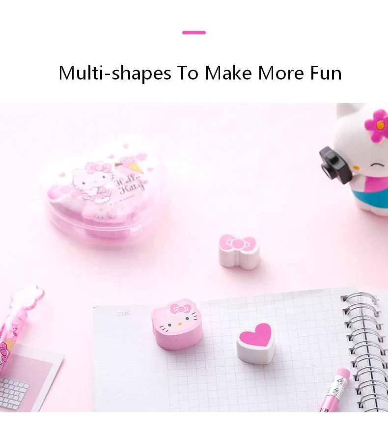 
Heart-Shaped Hello Kitty Eraser Box For School 