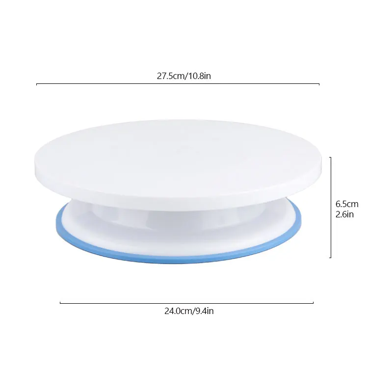 Lightweight Plastic 11 Inch Cake Dessert Decorating Stand Rotate Turntable Revolving Cake Turn Table With Non-Slip Bottom