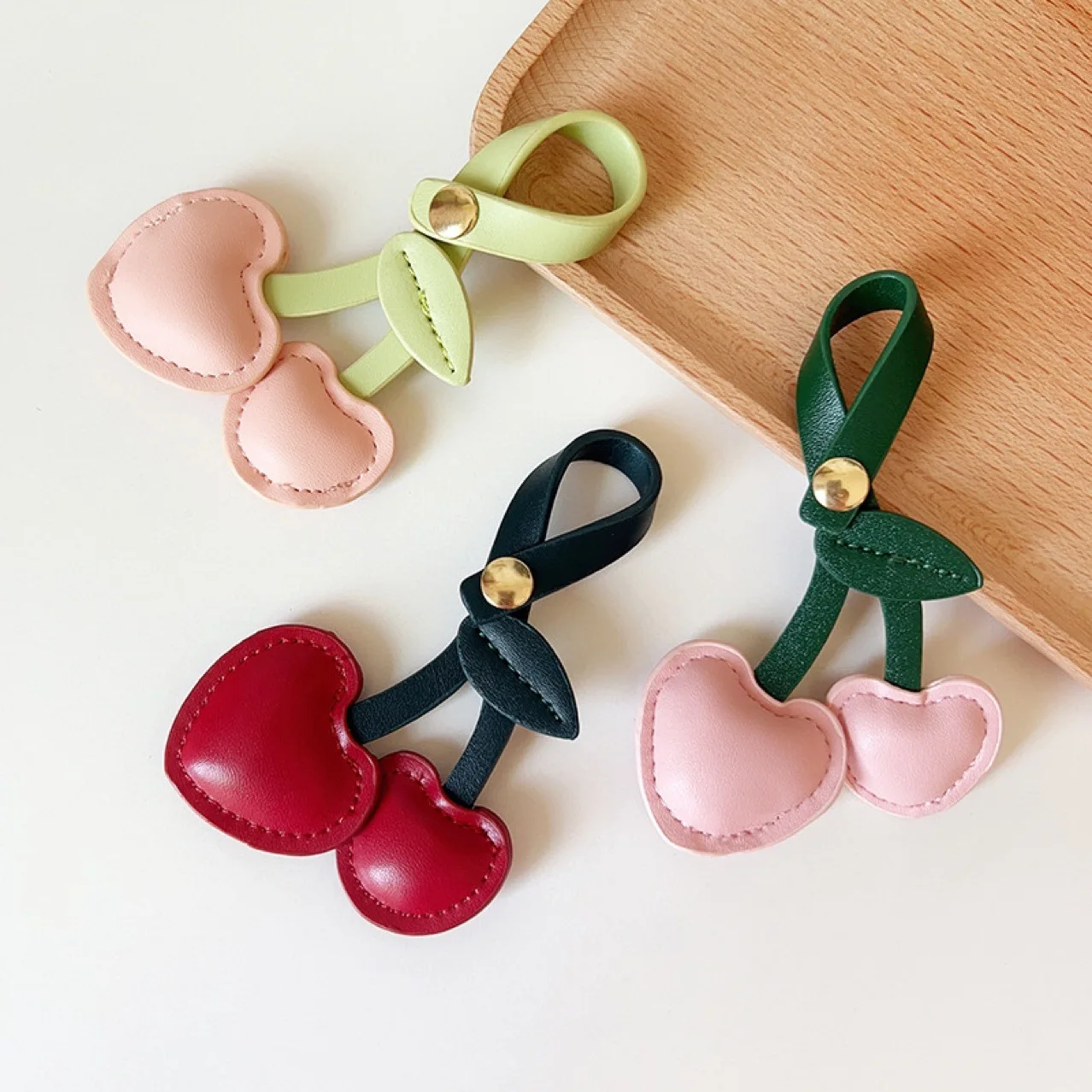 PU  Leather Cherry Key Chain Fashion Leading Men and Women Car Bag Charms Pendant Jewelry Gift keychain