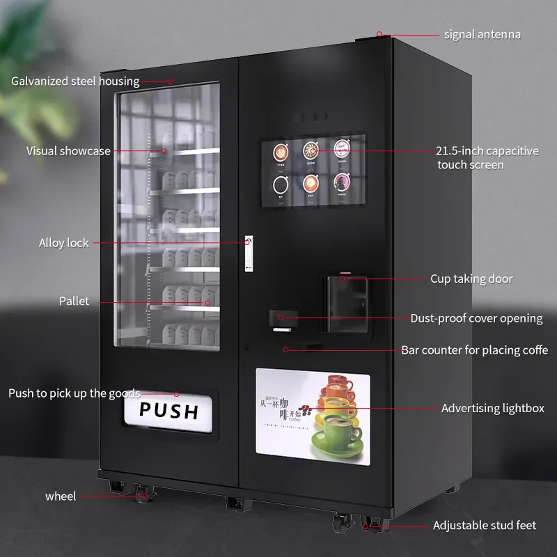 Multi-Payment Method Automatic Combo Vending Machine Touch Screen Snacks Coffee Coin Vending Machines