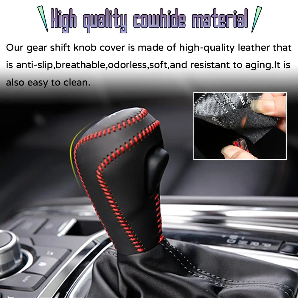 FOR Mazda 3 6 CX-3 CX-5 CX-9 Customized Interior Accessories 2016-2023 Leather Automatic Shift Handle Cover Rod Sheath