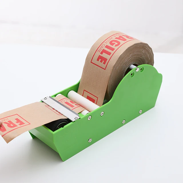 Green Color Wet-Water Water Activated Tape Dispenser Easily Kraft Gummed Tape Desktop Dispenser Machine for Box Sealing