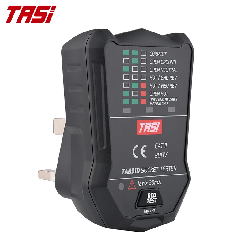 TASI TA891D 175V ~ 250V тестер напряжения со светодиодным индикатором УЗО штепсельная вилка британского стандарта Великобритании прибор для проверки