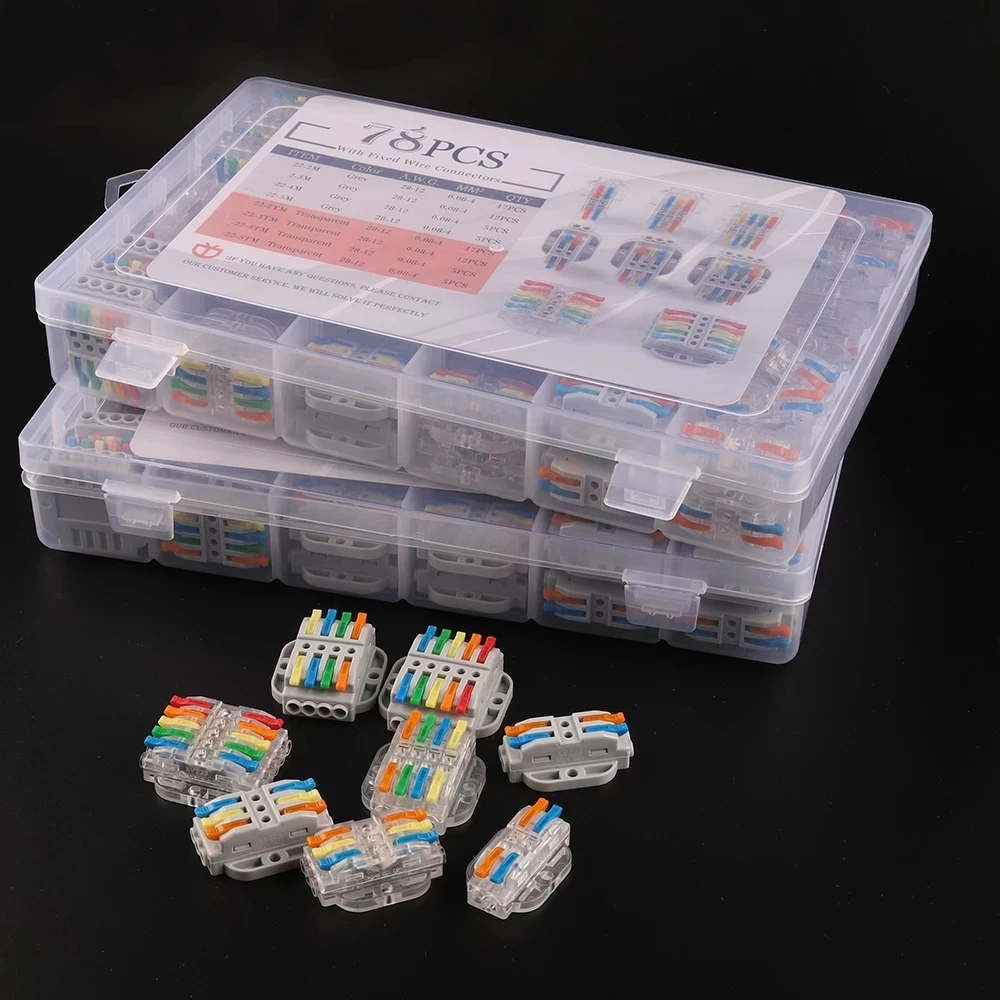 Boxed Universal Quick Electrical Wire Connector Butt Cable Connectors 2/3/4/5 Pin Compact M3 Screw Fixing Push-in Terminal Block