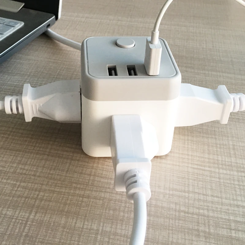 
Cube Portable Power Strip with 3 USB 3 Outlet Portable power strip with usb for desktop/nightstand 