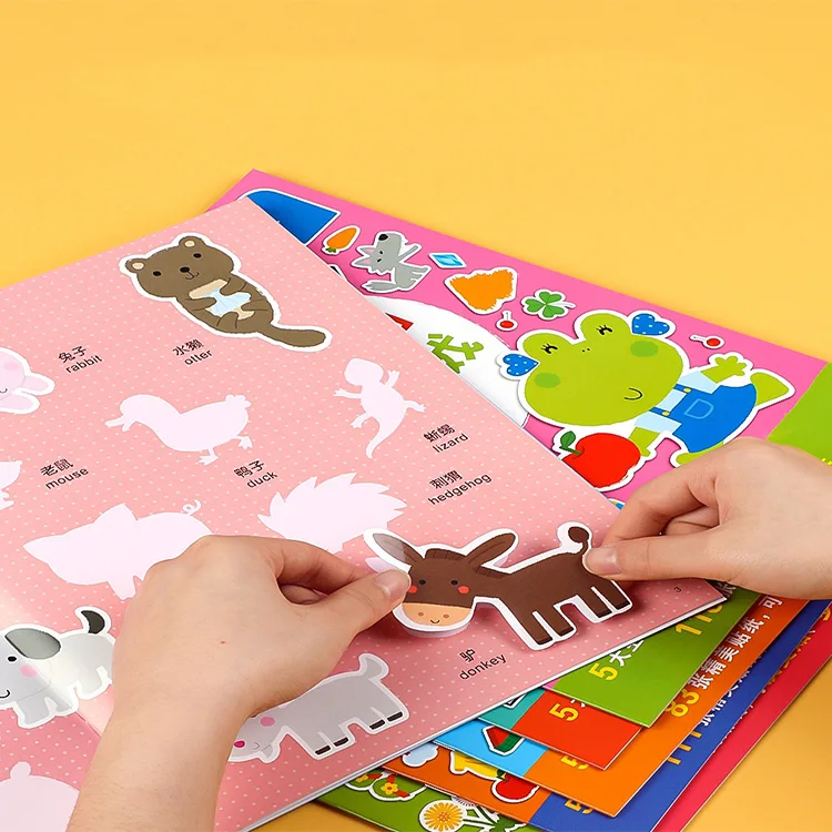 Пользовательская печать животных, наклейка, книга для детей, идеальный переплет, многоразовая наклейка, книга