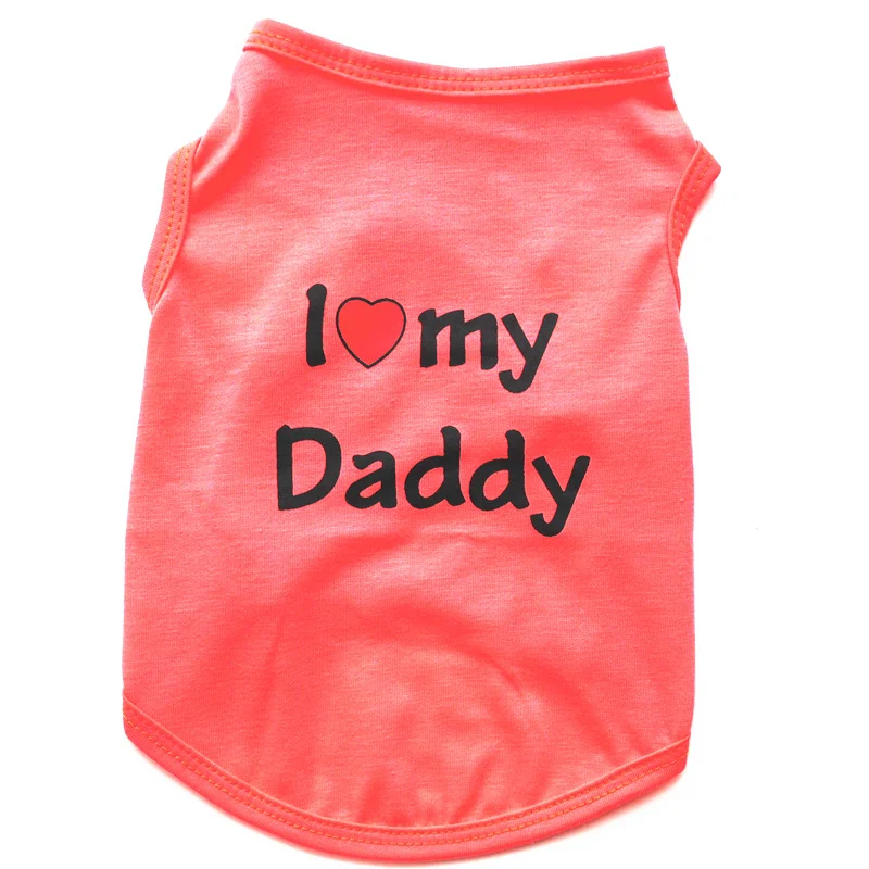 Amazon Hot Sale Custom Logo Brand Dog clothes I love my Daddy,I love my Mommy dog cat costume dog t-shirt for small puppy