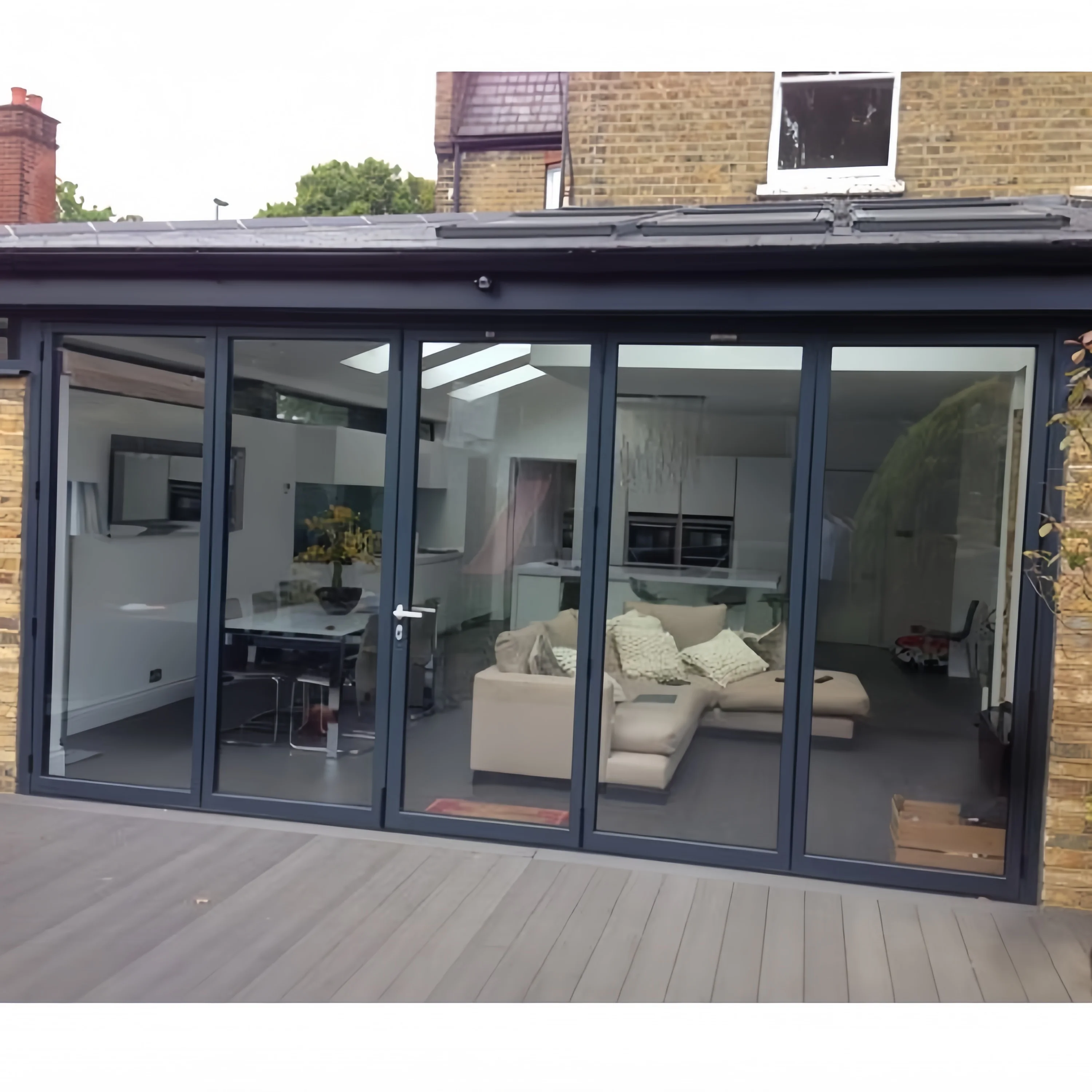 Customized Latest European and American Style Standards wind Sound proof System Movable Glass Door Bi Folding Foldable for sale