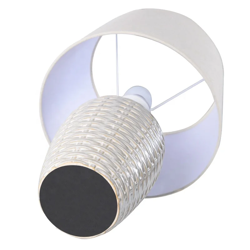 New Style European Design Rattan Pattern Ceramic Desk Table lamp for Indoor Room Decor