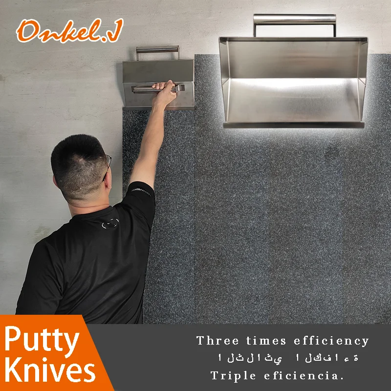 Stainless Steel Wall Plaster Concrete Scraping Dust Trowel Powder Putty Scraper Plasterer Bricklayer Hand Tool Cement Decoration