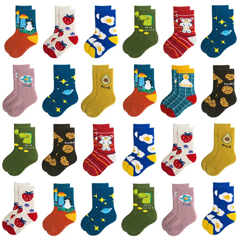 YUELI wholesale cotton custom terry baby socks spring cartoon animals kids socks